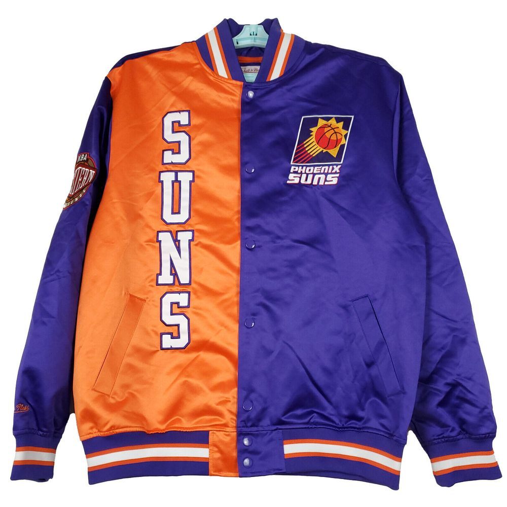Phoenix Suns Mitchell & Ness NBA‎ L Large Varsity Jacket Purple Orange White New
